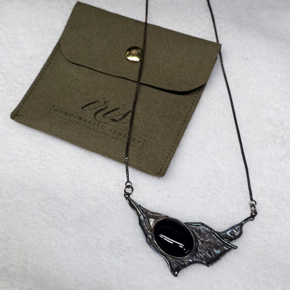 Iris Handcrafted Jewelry Necklace Womens OS Black Stone Brutalist Statement Box